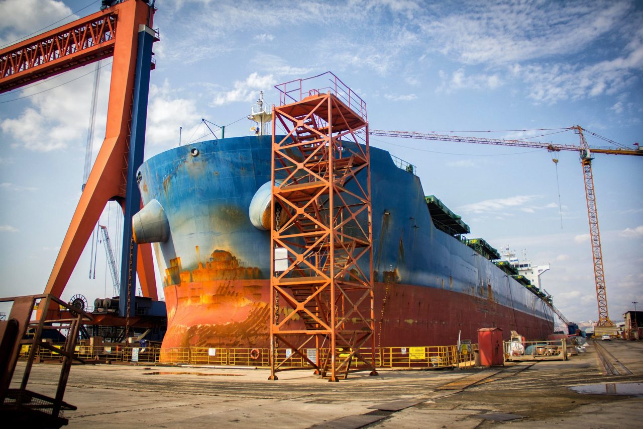 Tanker Cargo Ship Is Being Renovated